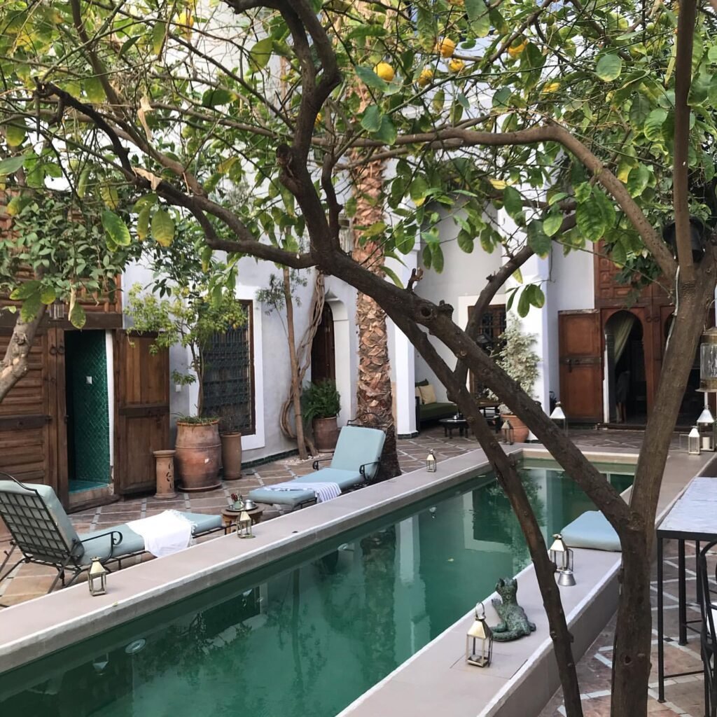 traditional riad courtyard Marrakech Morocco